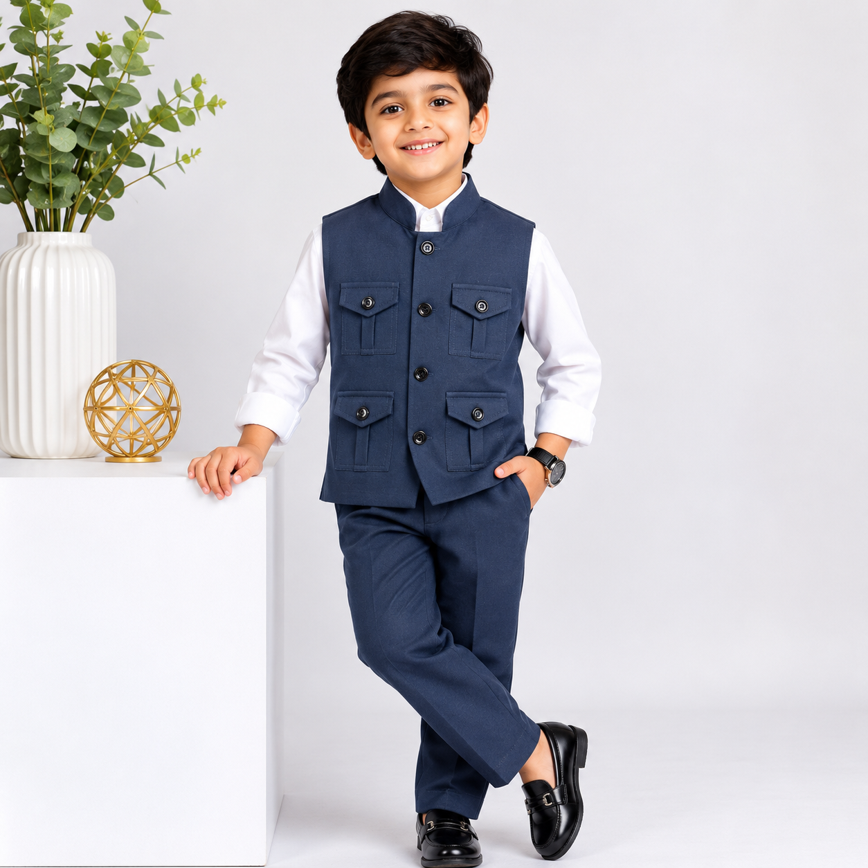 Premium Safari Waistcoat Co-Ord Set for Boys