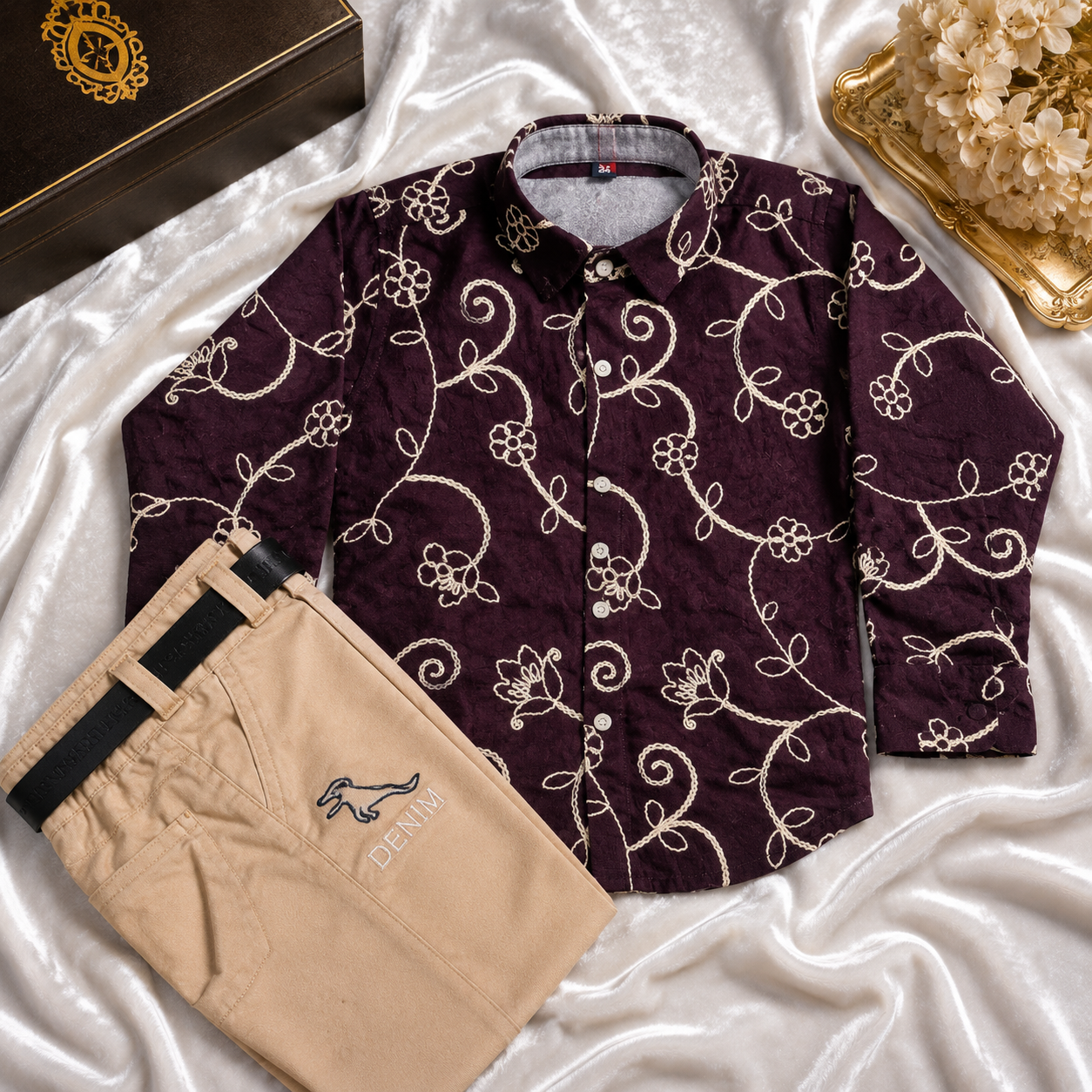 Boys Premium Embroidered Shirt & Pant Set