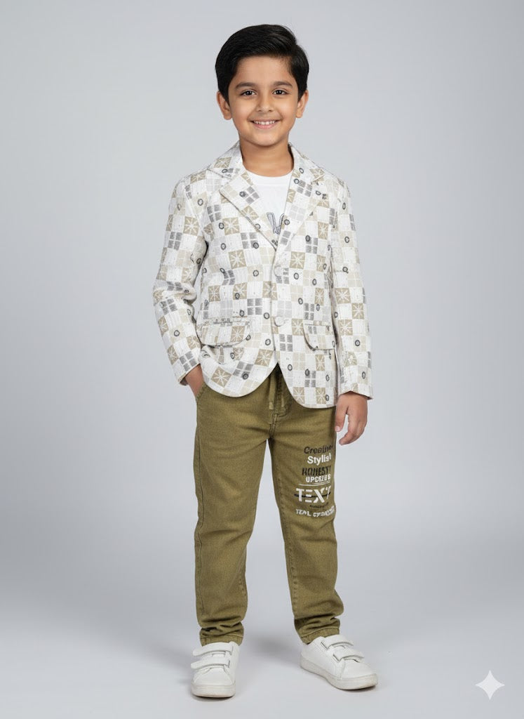 Smart Printed Blazer Set for Boys