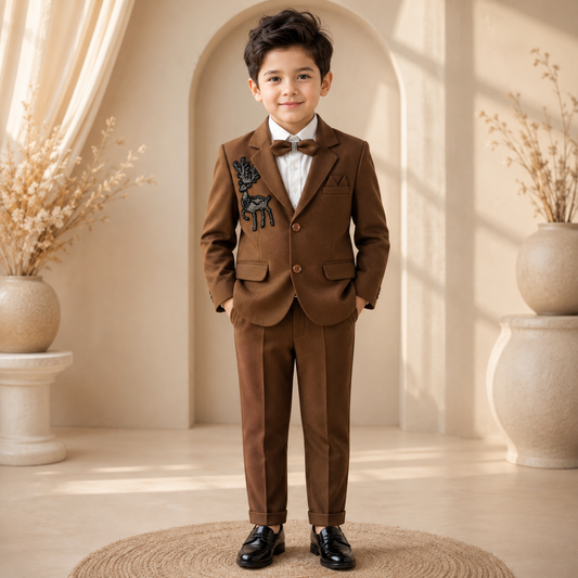 Kids Premium Beaded Deer Blazer Set