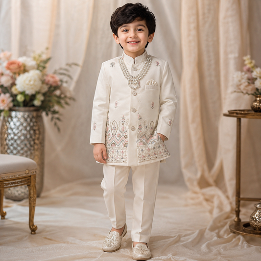 Royal Pearl Embroidered Indo-Western Set