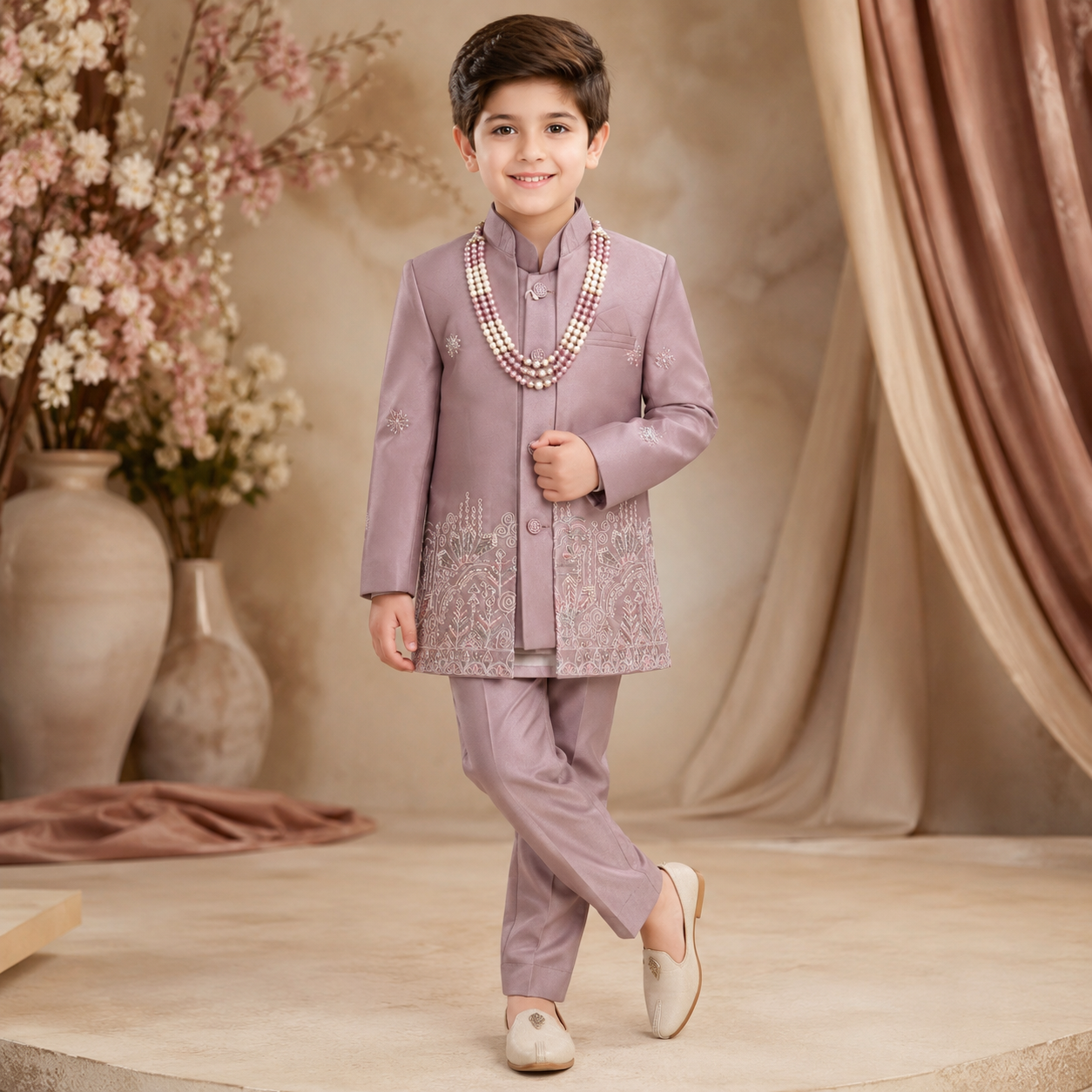 Pastel Embroidered Boys Sherwani Se