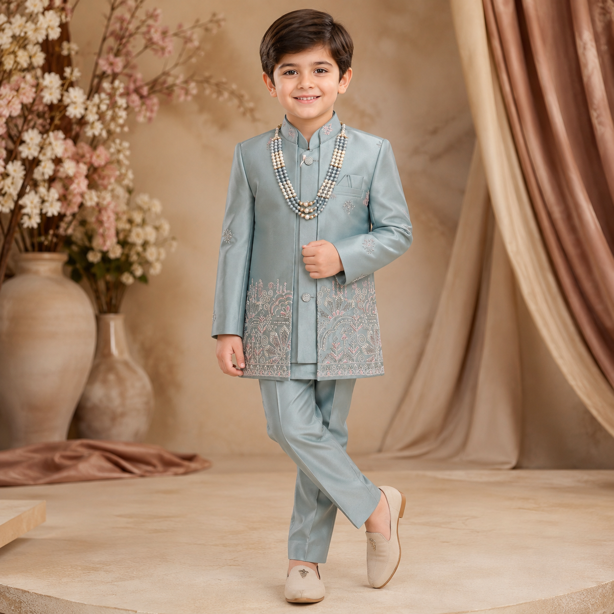 Pastel Embroidered Boys Sherwani Se