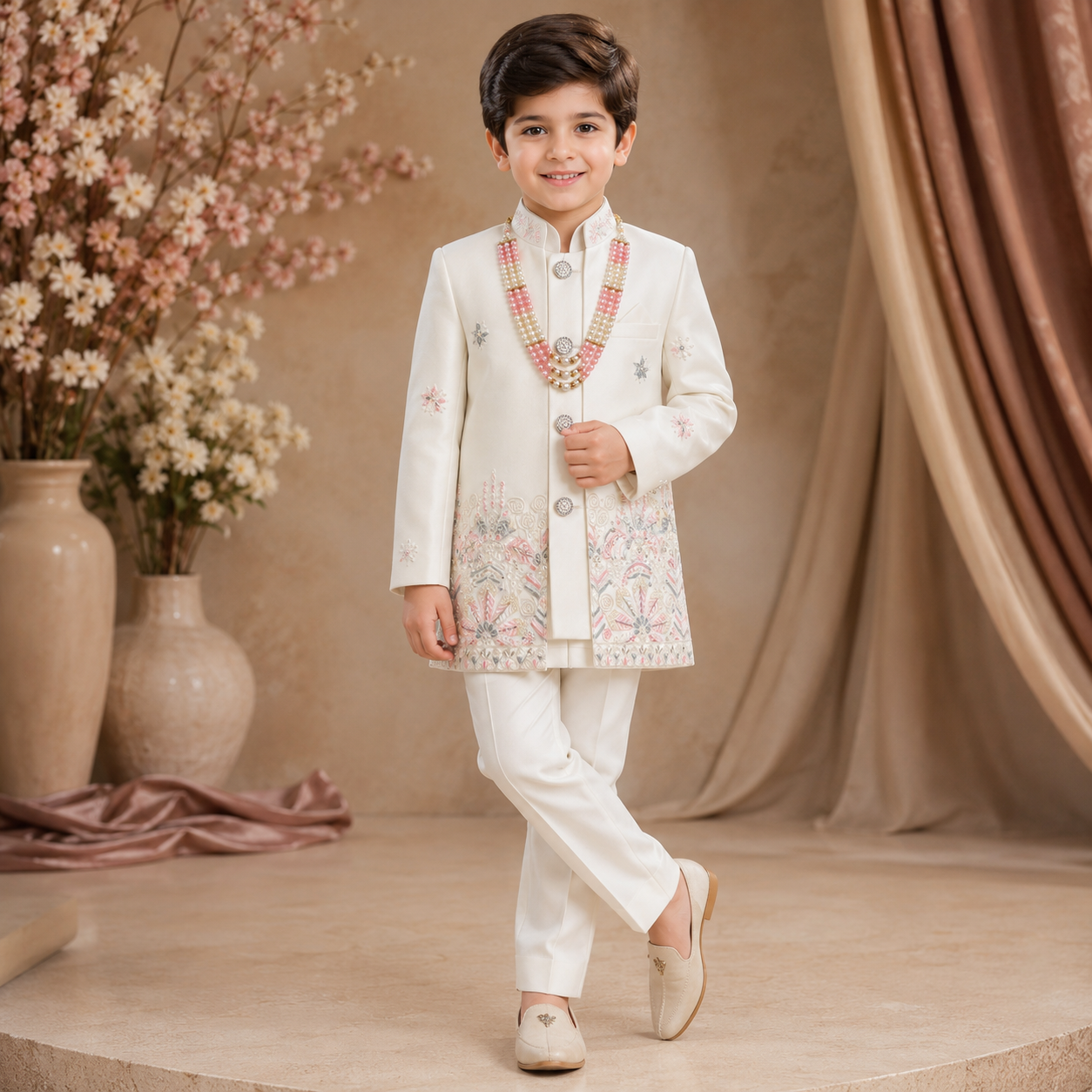 Pastel Embroidered Boys Sherwani Se