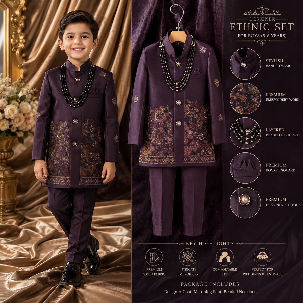 Premium Boys Ethnic Embroidered set