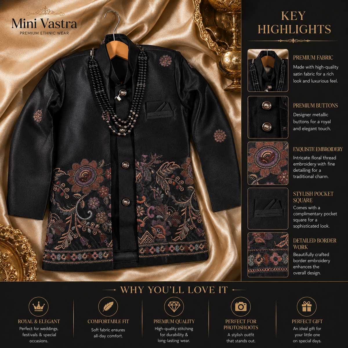 Premium Boys Ethnic Embroidered set