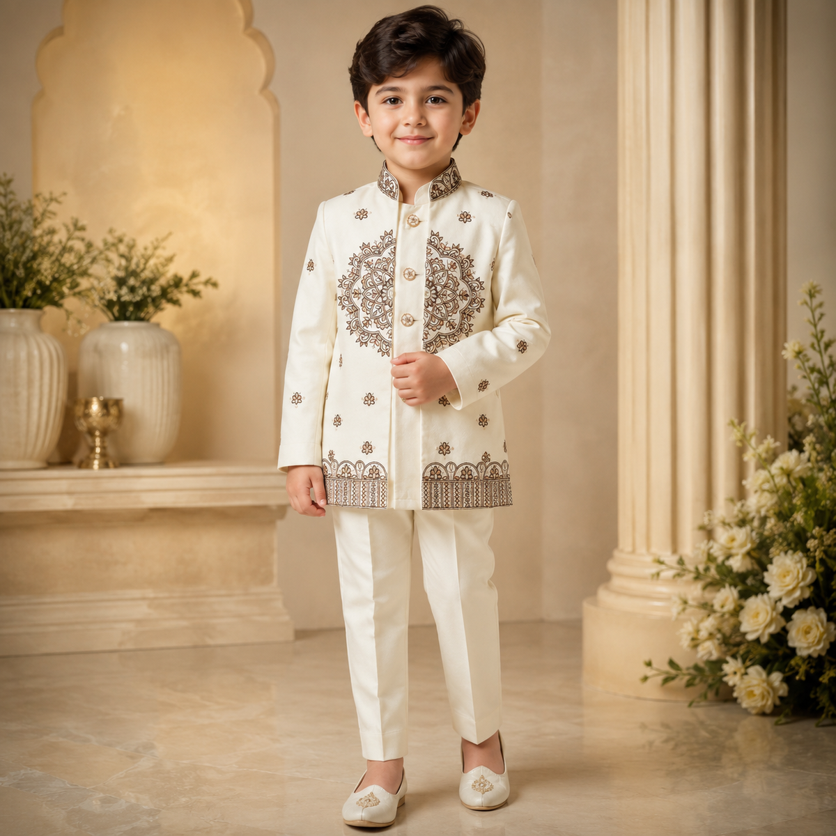 Royal Embroidered Sherwani Set for Boys