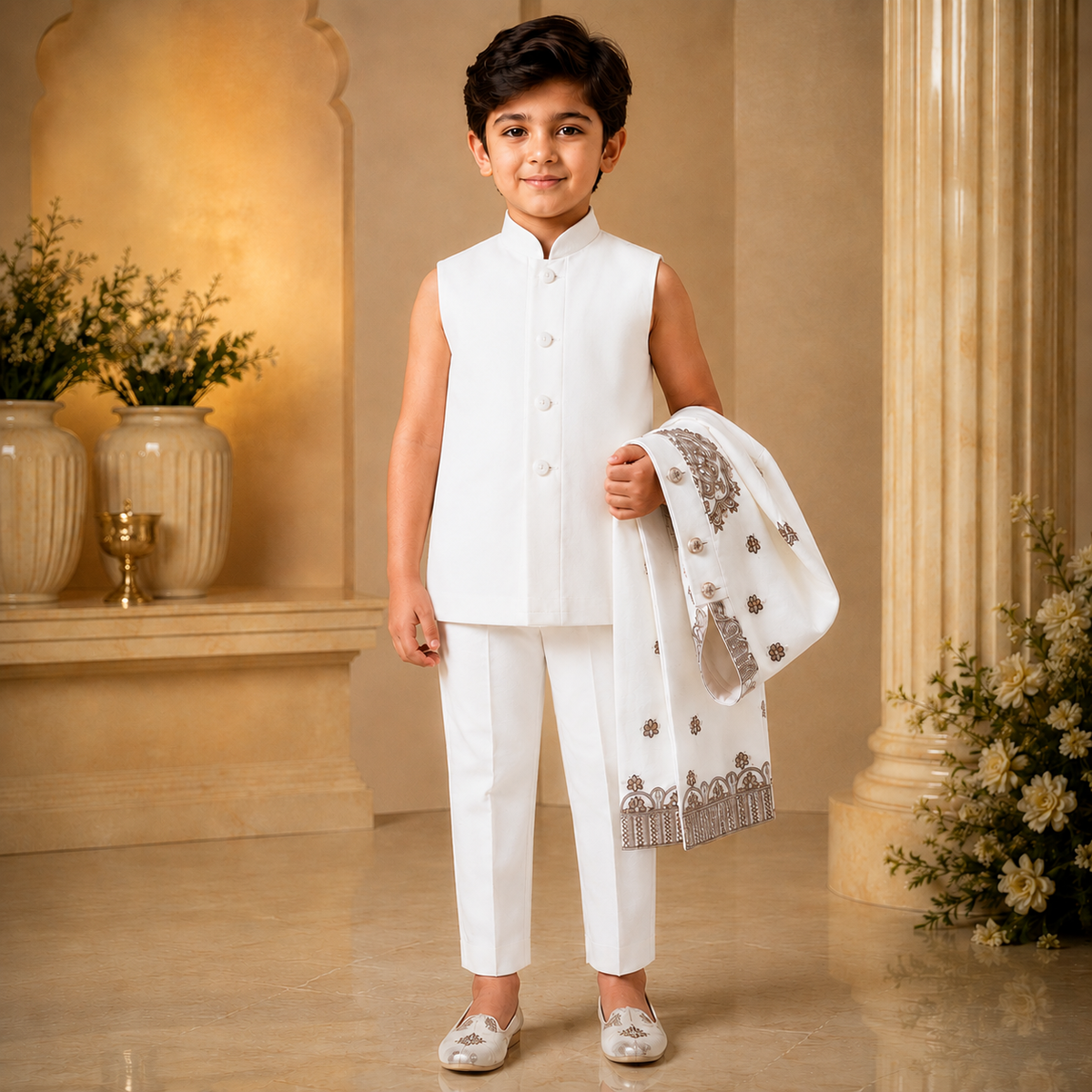 Royal Embroidered Sherwani Set for Boys