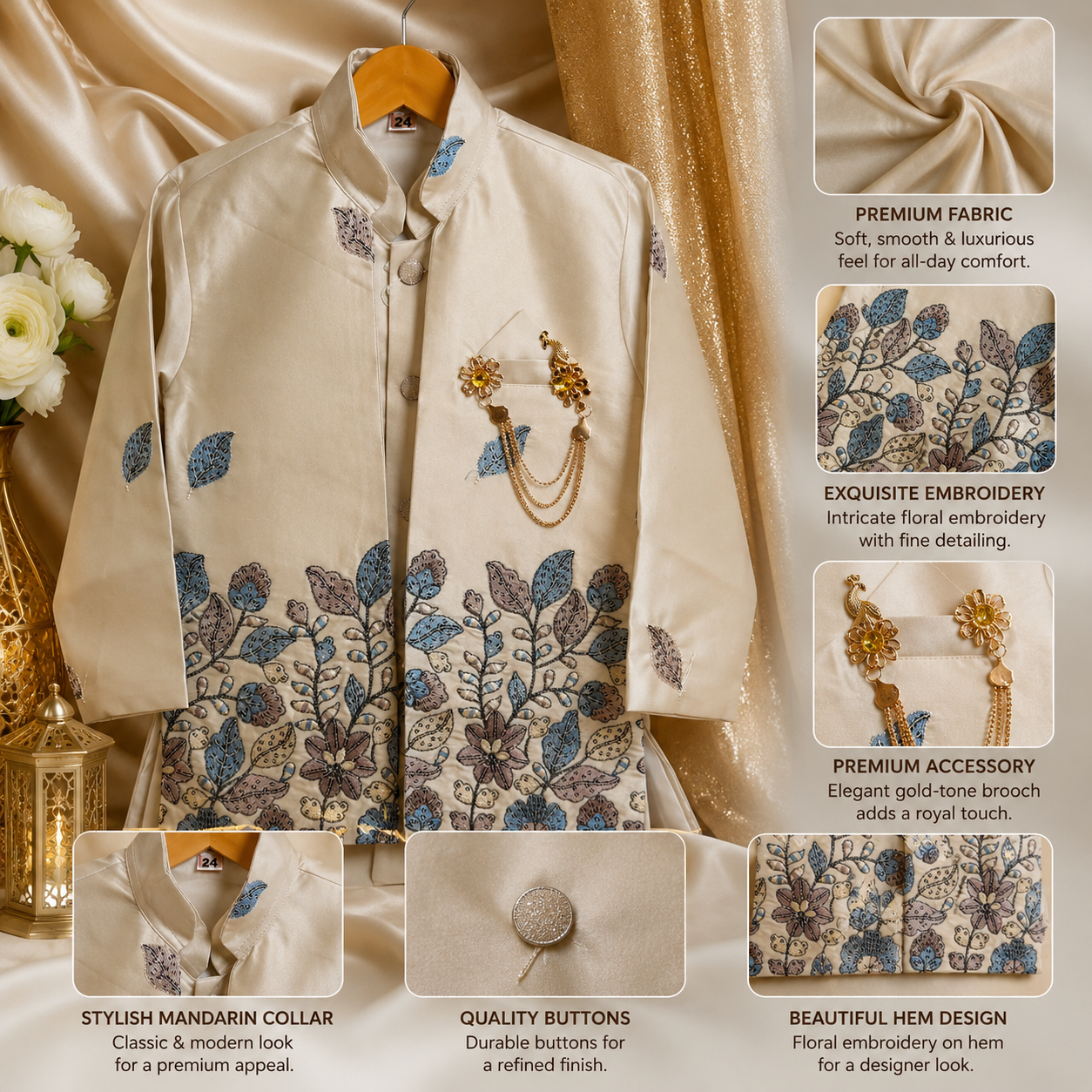 Premium Floral Embroidered Ethnic Set