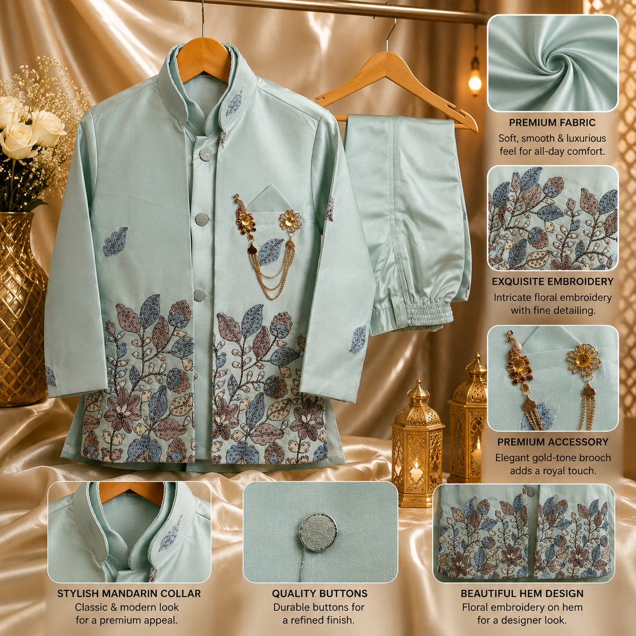 Premium Floral Embroidered Ethnic Set