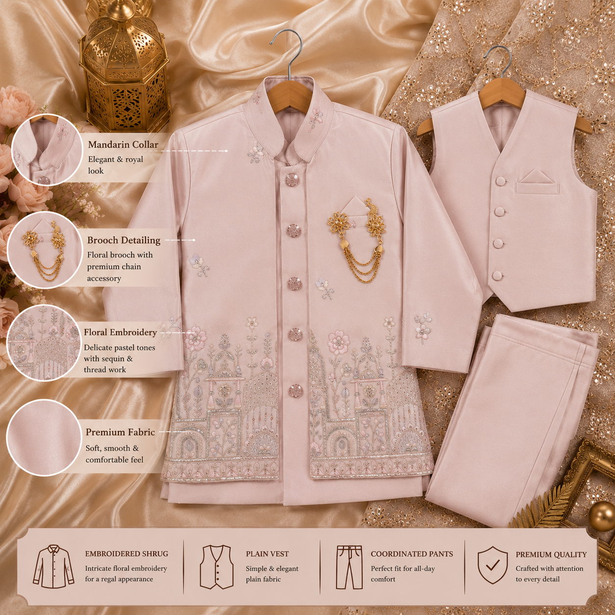 Royal Heritage Embroidered Shrug Set