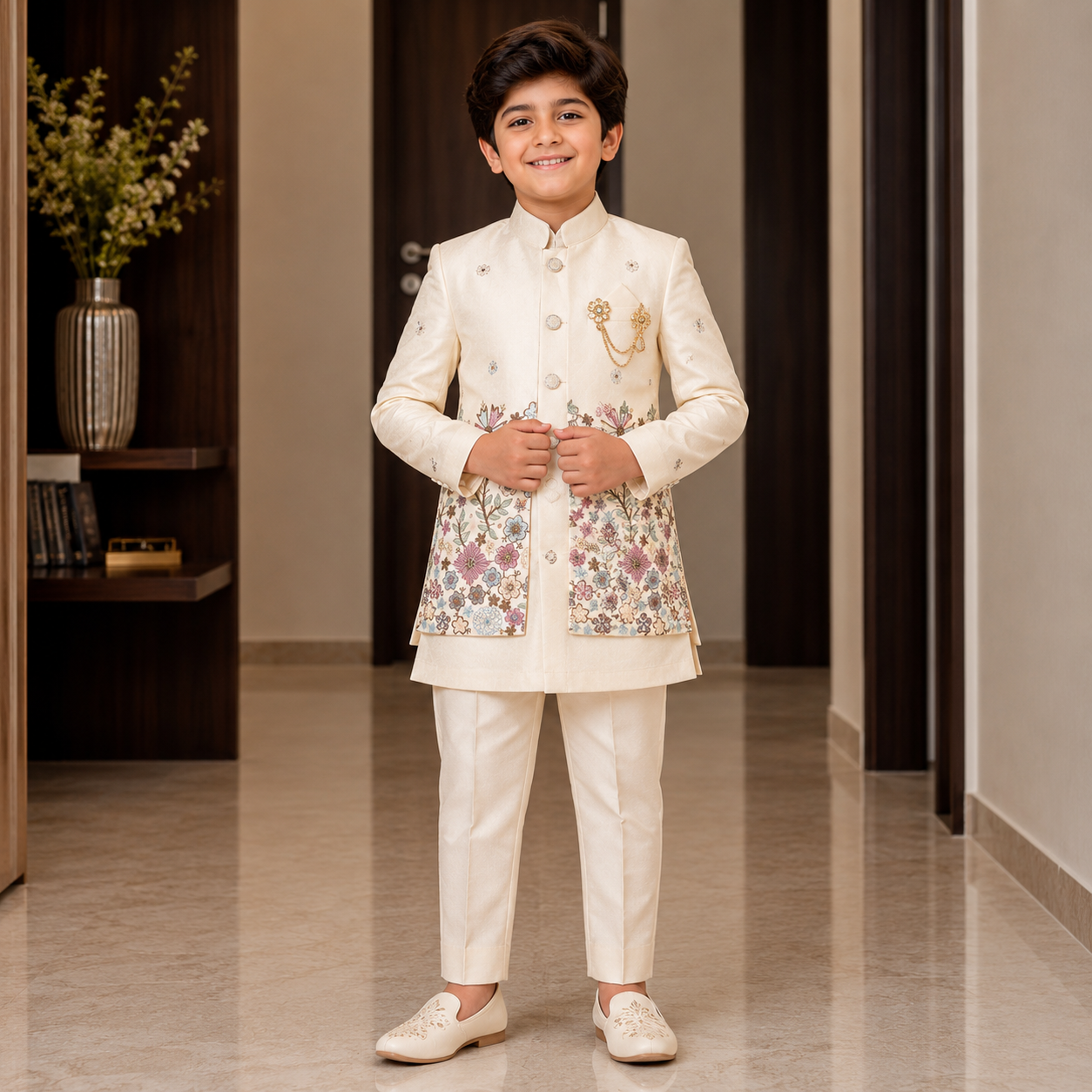Floral Embroidered Indo-Western Set