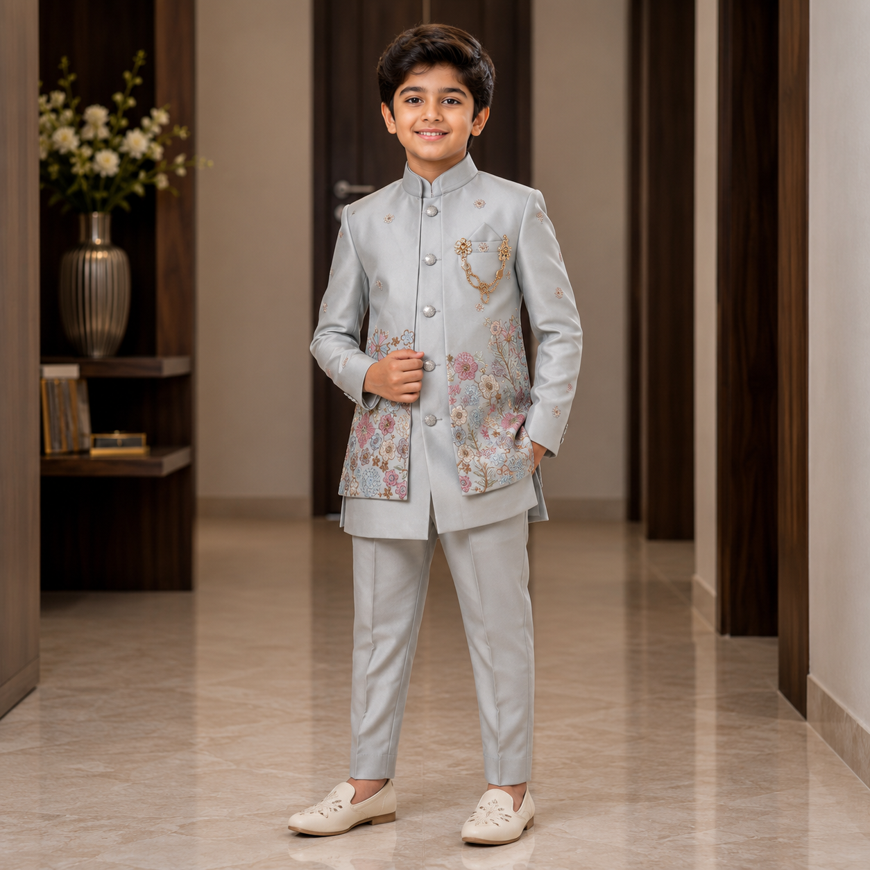 Floral Embroidered Indo-Western Set
