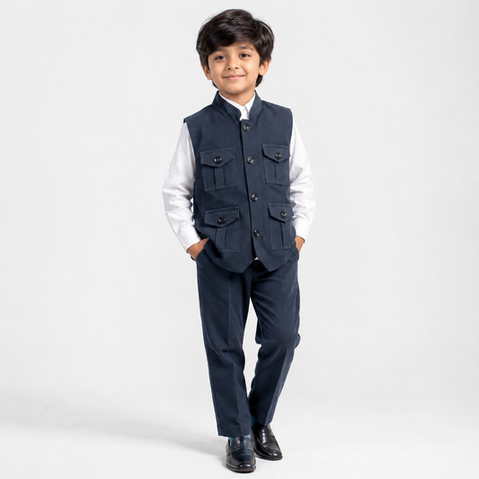 Premium Safari Waistcoat Co-Ord Set for Boys