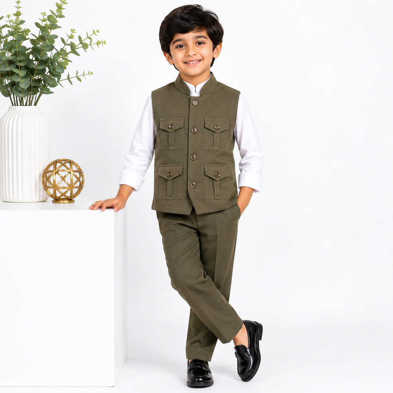 Premium Safari Waistcoat Co-Ord Set for Boys