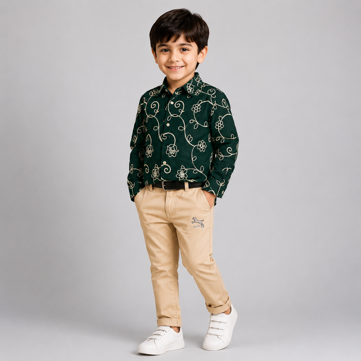 Boys Premium Embroidered Shirt & Pant Set