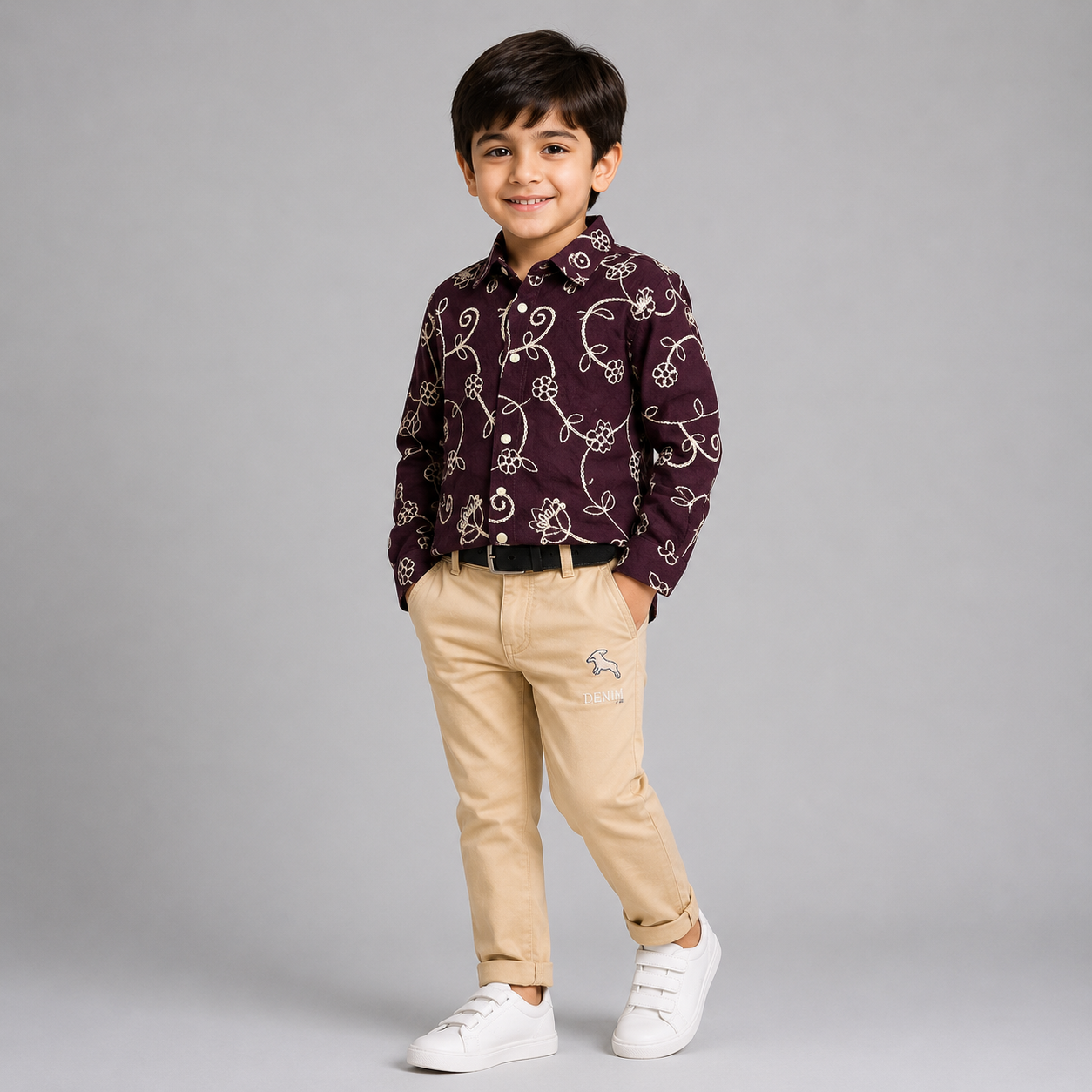 Boys Premium Embroidered Shirt & Pant Set