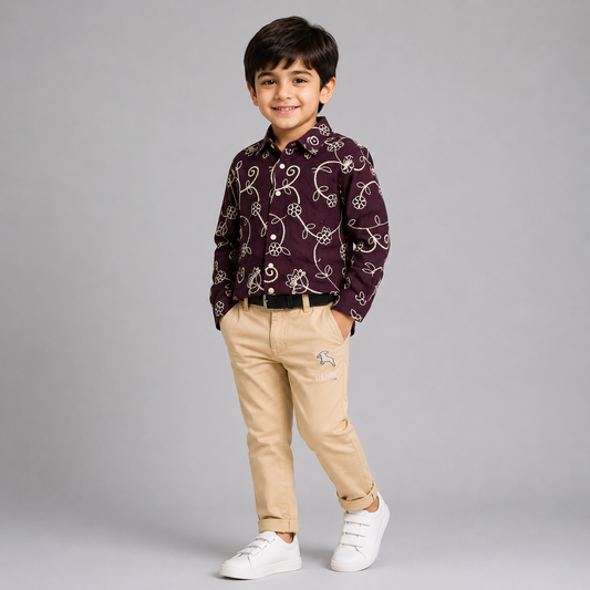 Boys Premium Embroidered Shirt & Pant Set