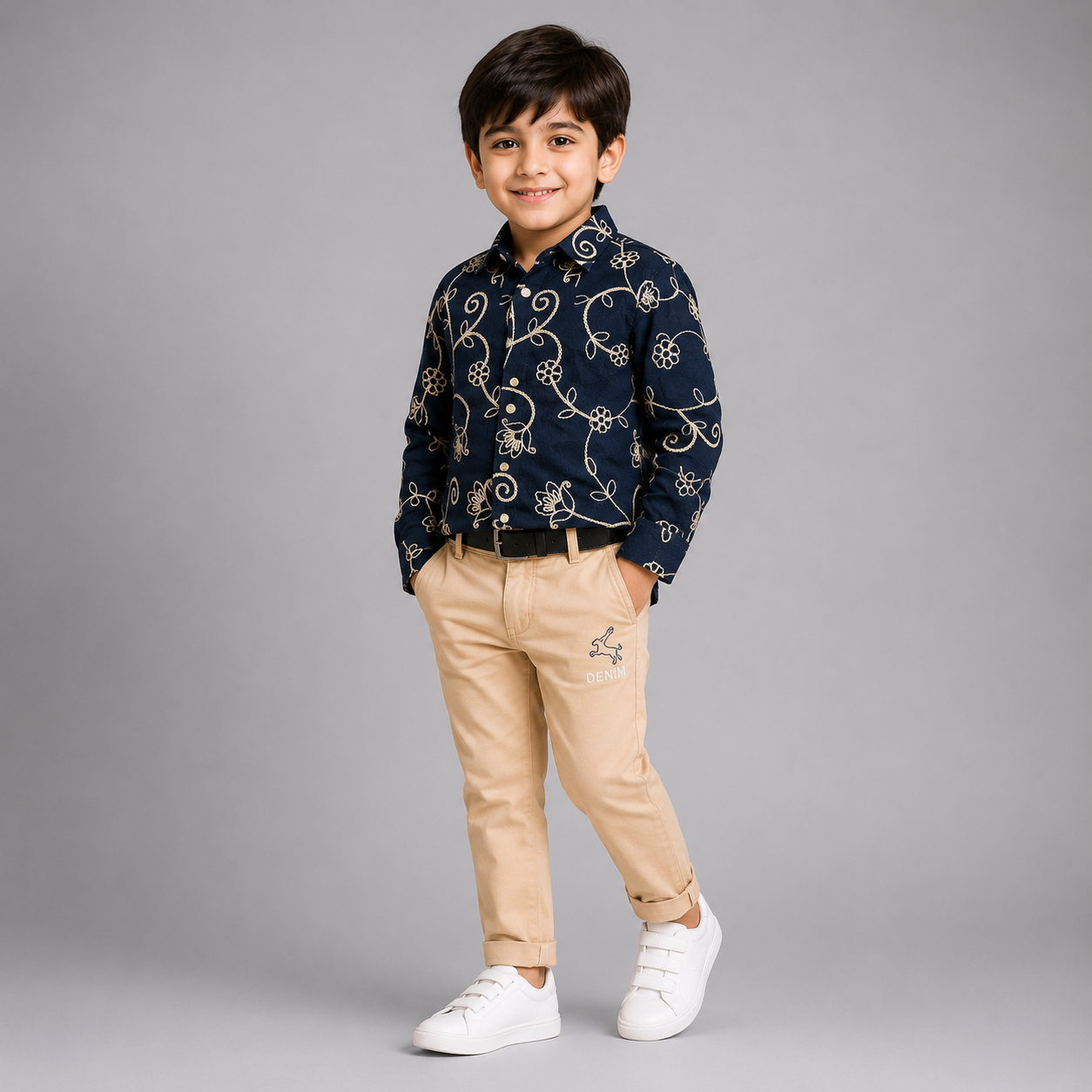 Boys Premium Embroidered Shirt & Pant Set