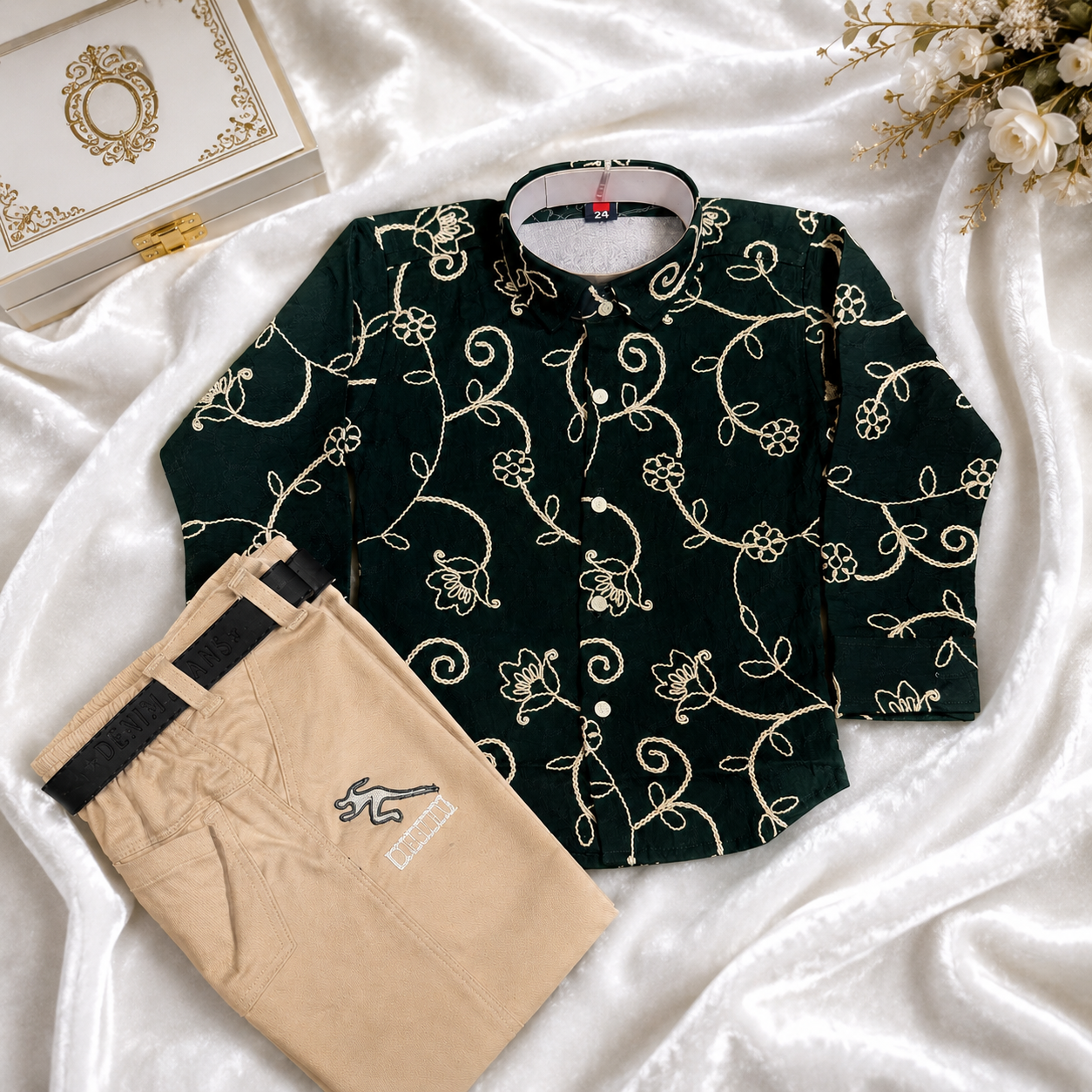 Boys Premium Embroidered Shirt & Pant Set