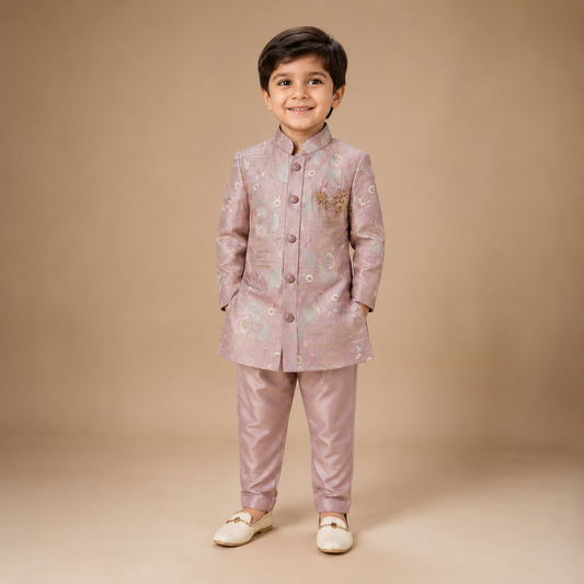 Premium Floral Embroidered Indo-Western Set for Boys