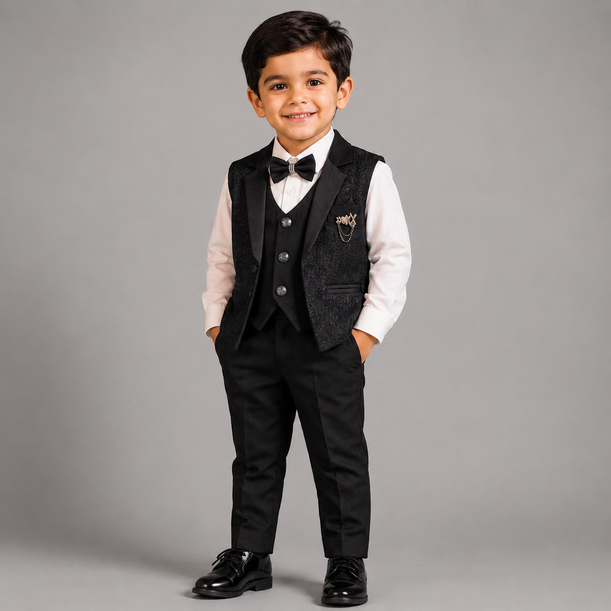 Premium Self-Patterned Waistcoat Set