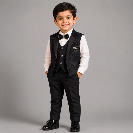 Premium Self-Patterned Waistcoat Set