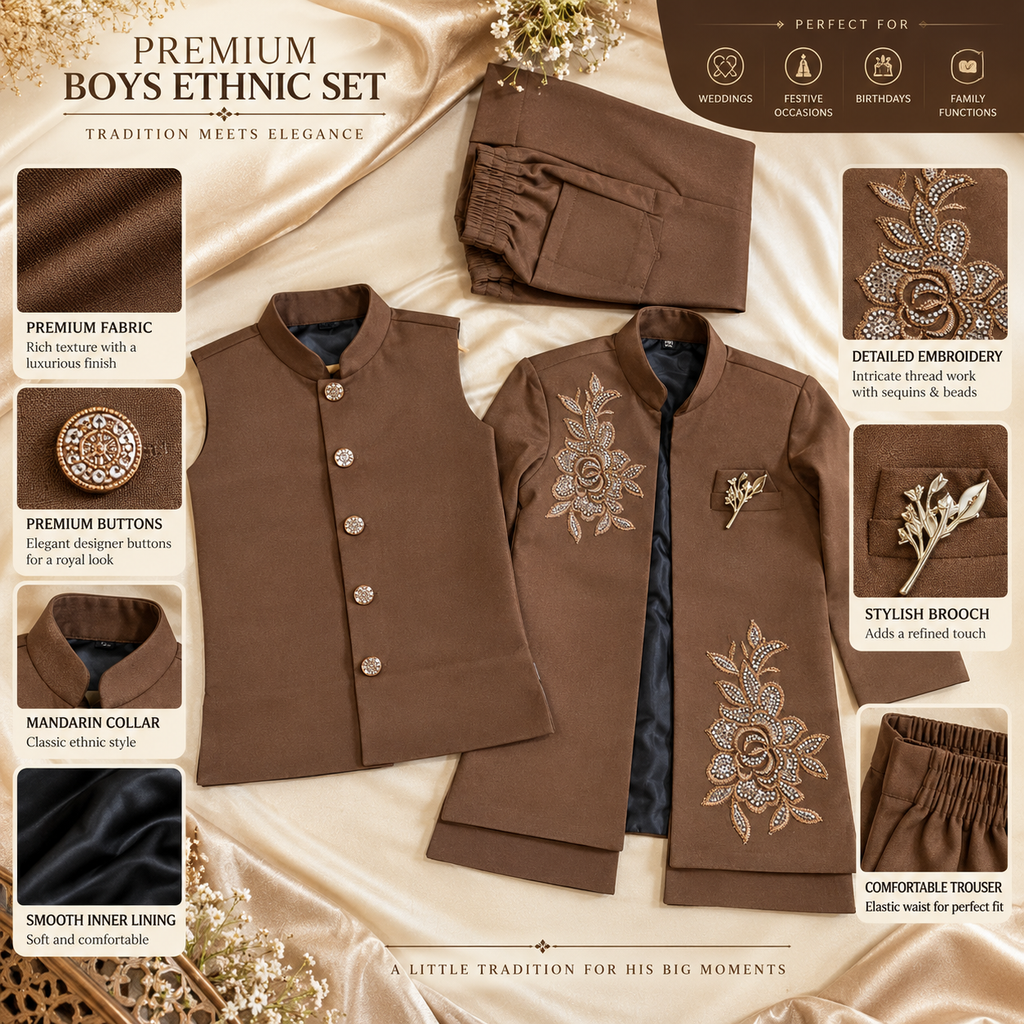 Regal Bloom Boys Ethnic Set