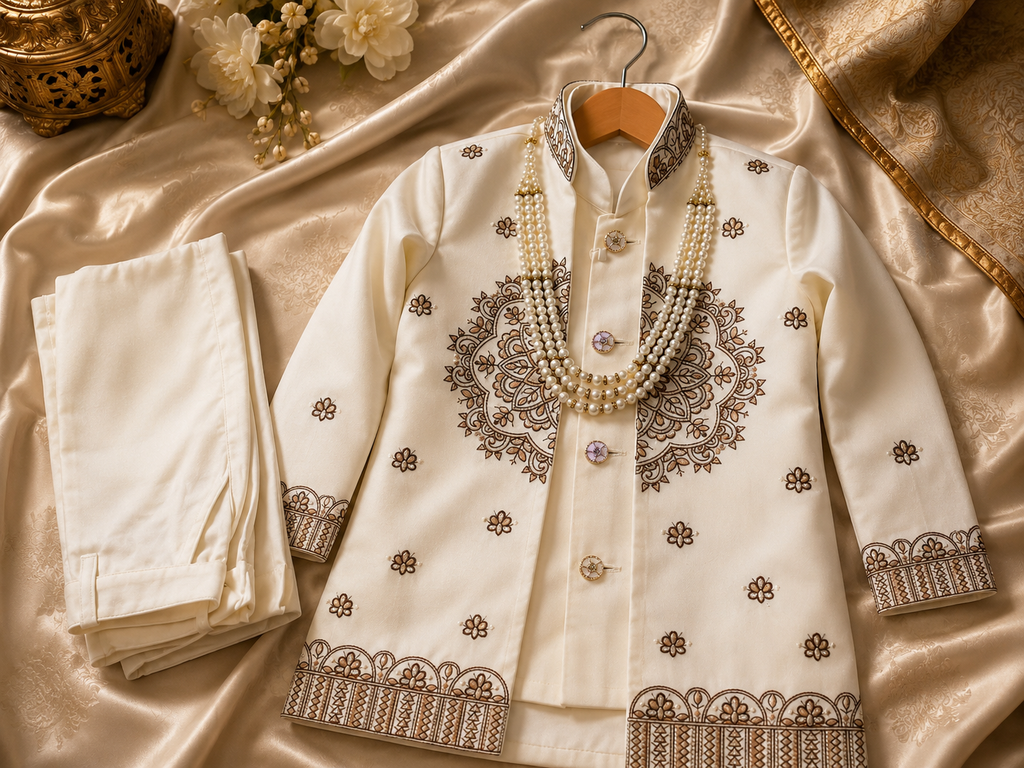 Royal Embroidered Sherwani Set for Boys
