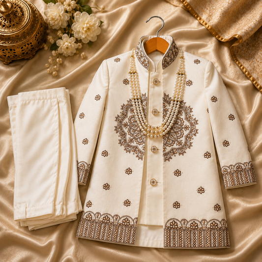 Royal Embroidered Sherwani Set for Boys