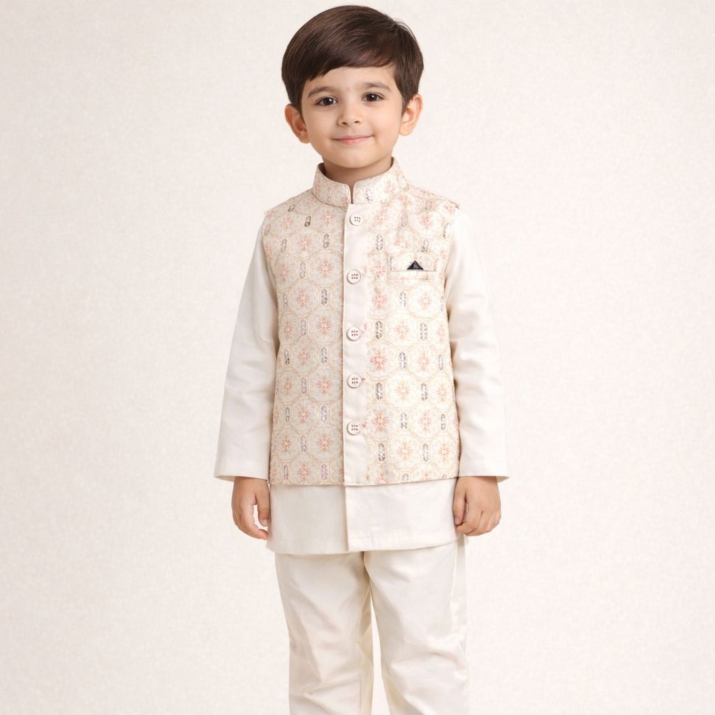 Elegant 3-piece cream ethnic set